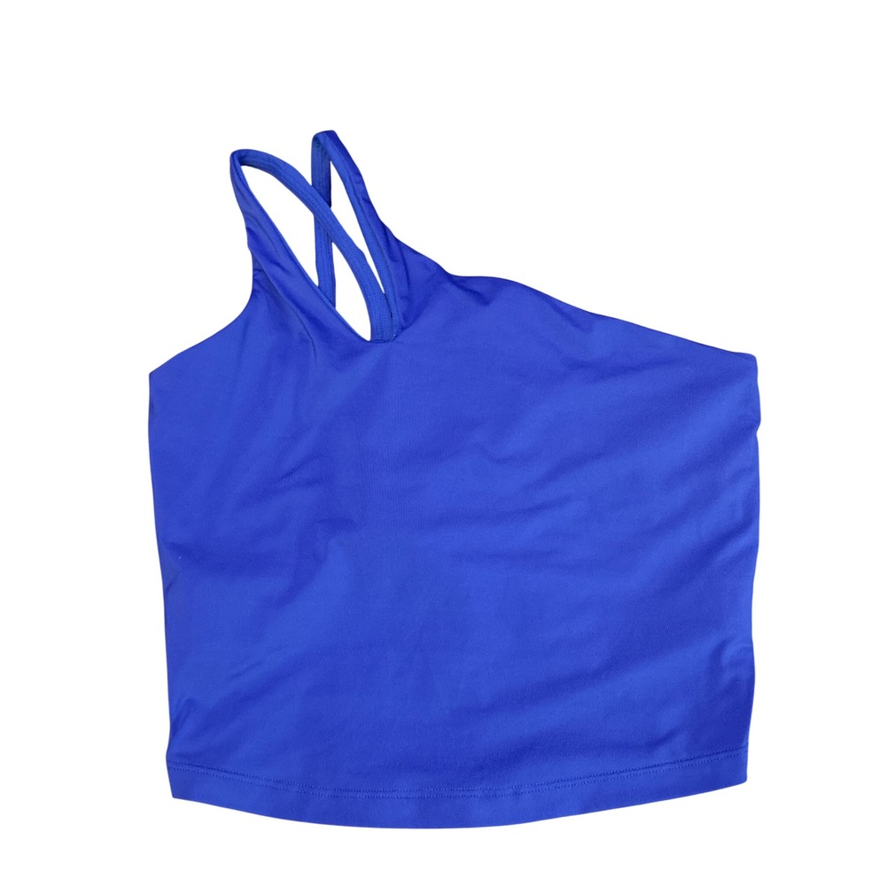 All in Motion Blue One Shoulder Strappy Cropped Athletic Tank Top Large